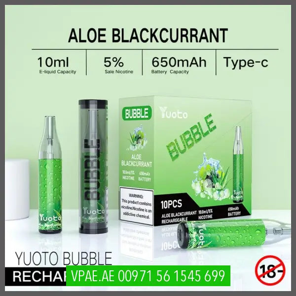 Aloe Blackcurrant Yuoto Bubble Disposable Vape Kit 4000 Puffs Rechargeable OV Store Arab Emirates  yuoto