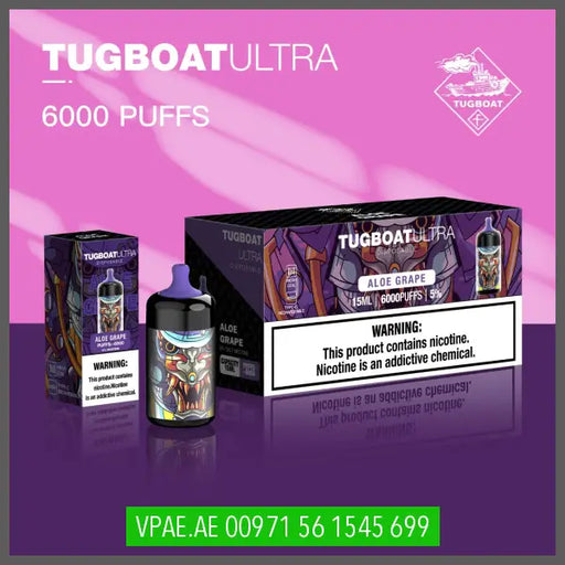 Aloe Grape Tugboat Ultra 6000Puffs Disposable OV Store Arab Emirates  Tugboat