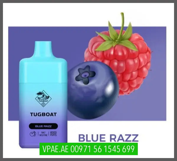 Blue Razz Tugboat Box 6000Puffs Disposable Rechargeable OV Store Arab Emirates  Tugboat