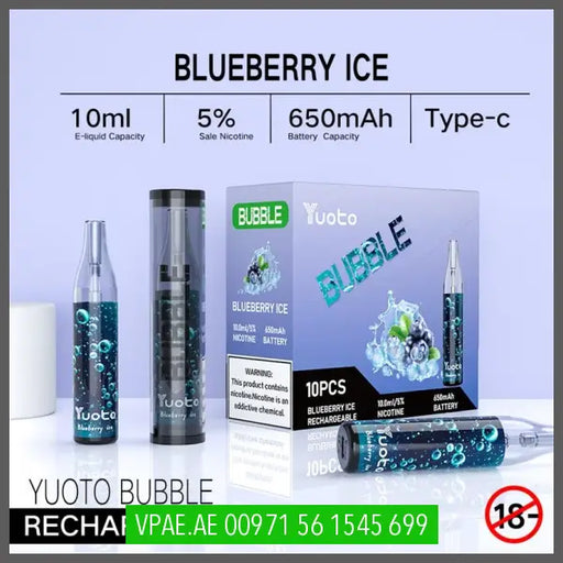 Blueberry Ice Yuoto Bubble Disposable Vape Kit 4000 Puffs Rechargeable OV Store Arab Emirates  yuoto