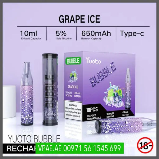 Grape Ice Yuoto Bubble Disposable Vape Kit 4000 Puffs Rechargeable OV Store Arab Emirates  yuoto