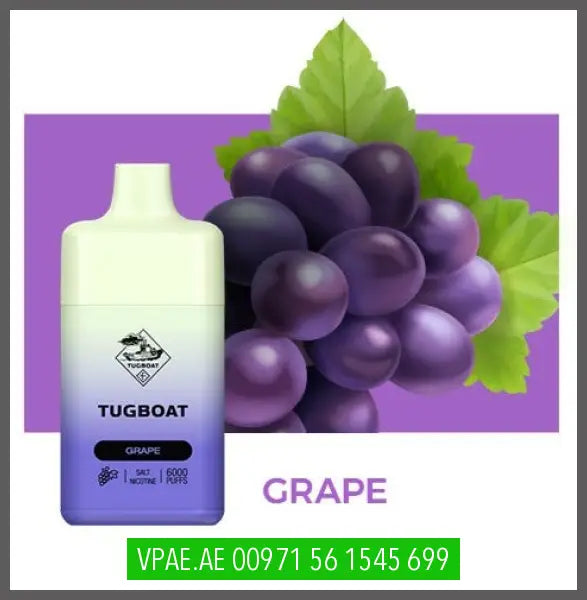 Grape Tugboat Box 6000Puffs Disposable Rechargeable OV Store Arab Emirates  Tugboat