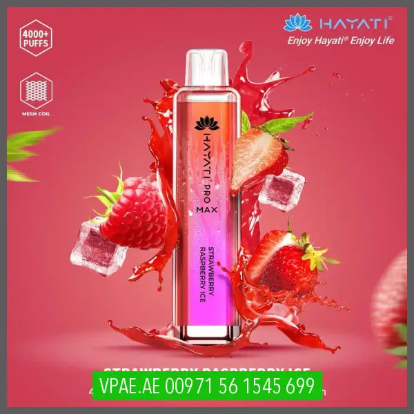 Hayati Pro Max 4000 Disposable Vape 20Mg Strawberry Raspberry Ice / 1 Device Disposable