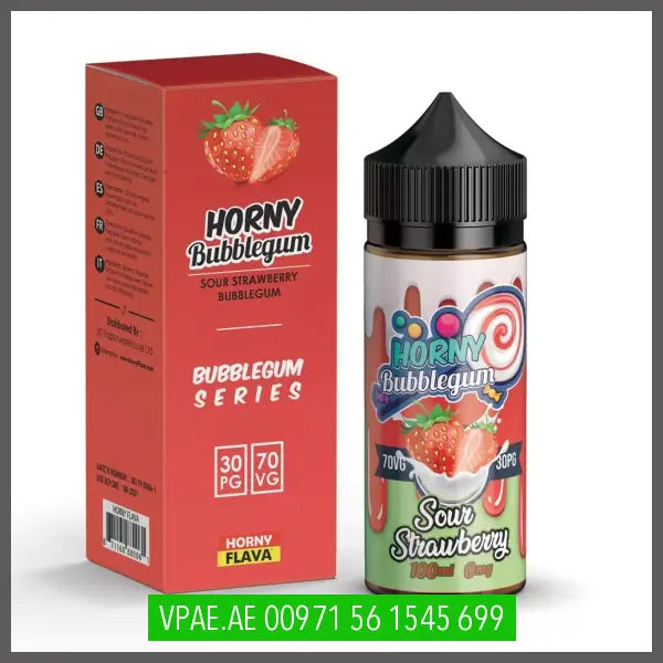 Horny Bubblegum sour strawberry 100ML OV Store Arab Emirates  Horny