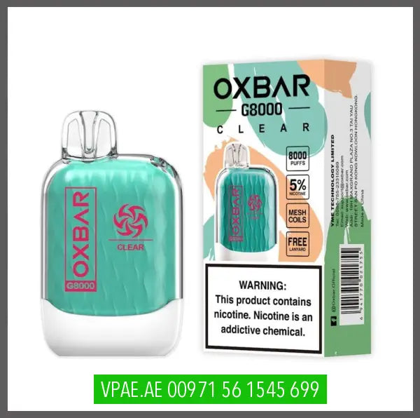 Oxbar G8000 Disposable Vape 50Mg Clear Disposable