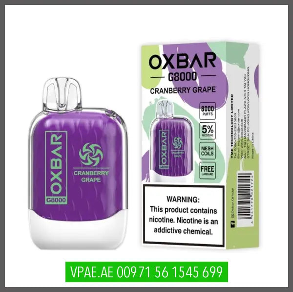 Oxbar G8000 Disposable Vape 50Mg Cranberry Grape Disposable