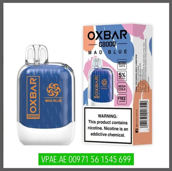 Oxbar G8000 Disposable Vape 50Mg Mad Blue Disposable