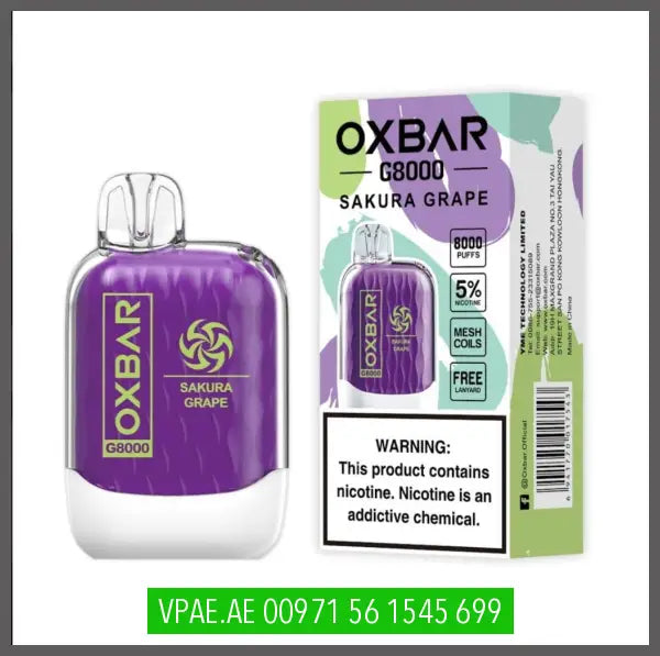 Oxbar G8000 Disposable Vape 50Mg Sakura Grape Disposable