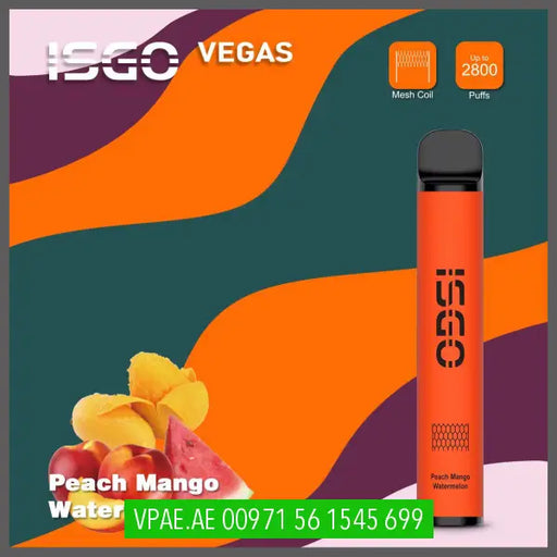 Peach Mango Watermelon ISGO Vegas 2800 Puffs 20MG OV Store Arab Emirates  I S G O