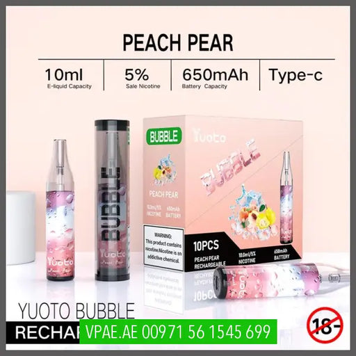 Peach Pear Yuoto Bubble Disposable Vape Kit 4000 Puffs Rechargeable OV Store Arab Emirates  yuoto