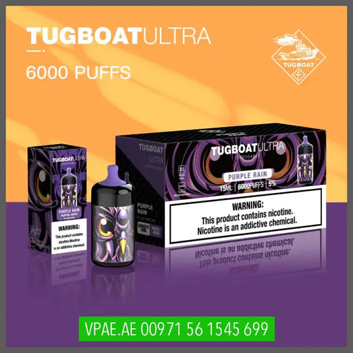 Purple Rain Tugboat Ultra 6000Puffs Disposable OV Store Arab Emirates  Tugboat