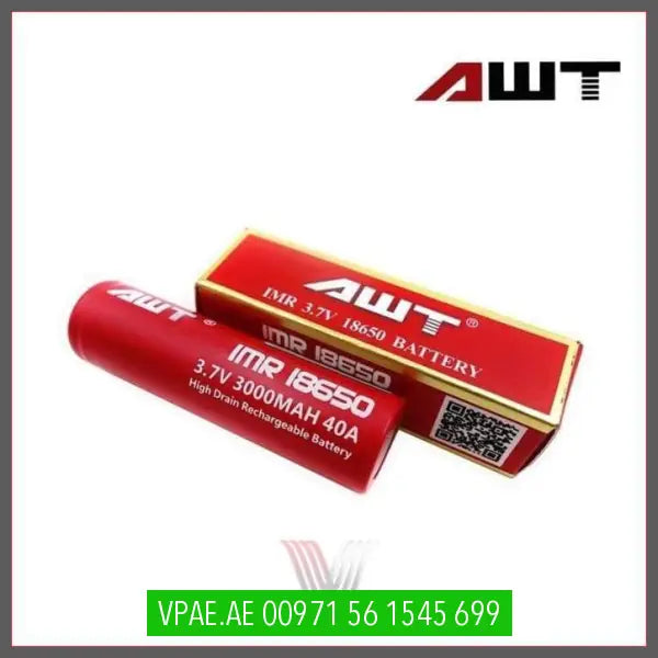 SINGLE (Authentic) AWT Red 18650 3000mAh OV Store Arab Emirates  AWT