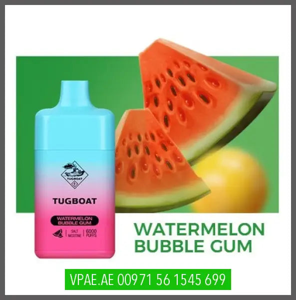 Watermelon Bubble Gum Tugboat Box 6000Puffs Disposable Rechargeable OV Store Arab Emirates  Tugboat