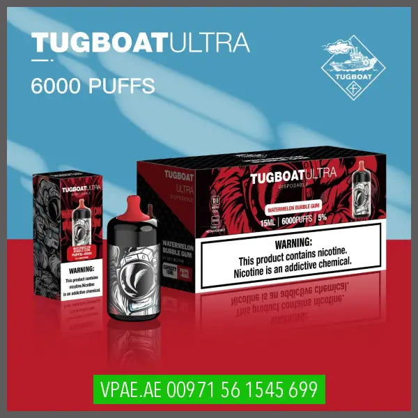 Watermelon Bubble Gum Tugboat Ultra 6000Puffs Disposable OV Store Arab Emirates  Tugboat